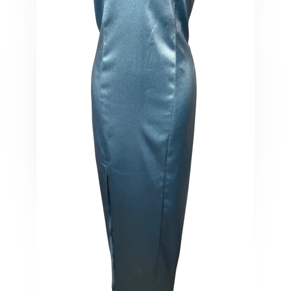 Aidan by Aidan Mattox Womens Blue Satin Evening Sheath Dress Gown size 6 - Picture 11 of 17